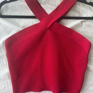 Aritiza babaton cross over cropped tank in red